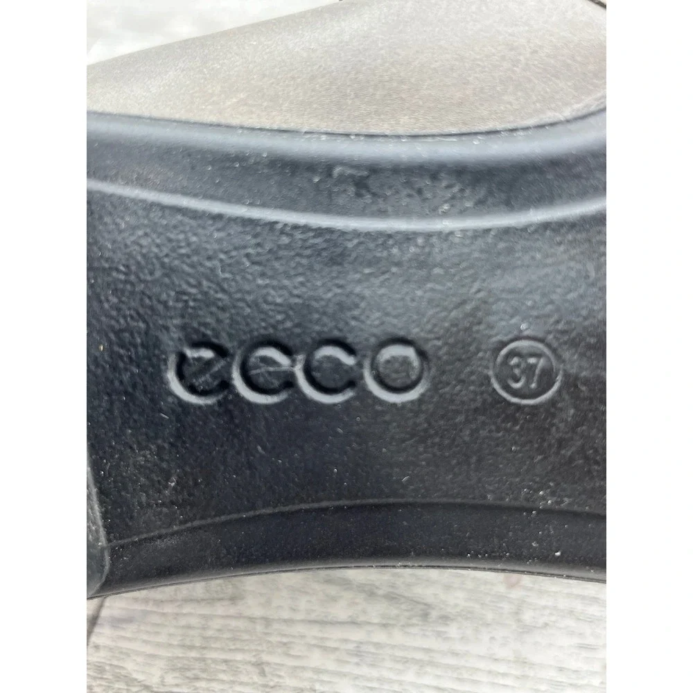 Ecco Shape 35 Grey Leather Block Heel‎ Ankle Boots Side Zip Womens 37 US 6-6.5